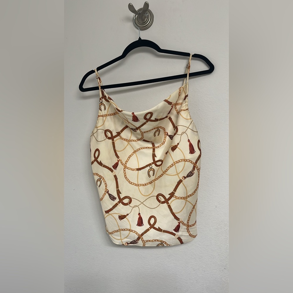 Elegant Cream and Brown Women's Top